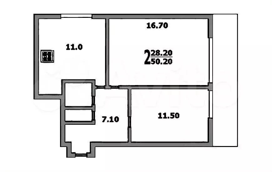 2-к. квартира, 51,1 м, 3/12 эт. - Фото 0