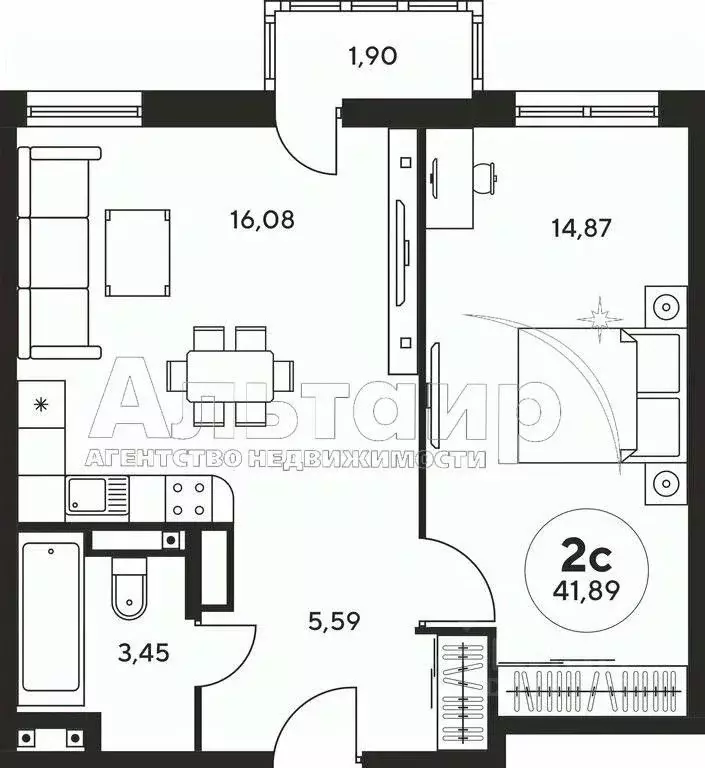 2-к кв. Ростовская область, Ростов-на-Дону ул. Нансена, 109/3 (40.5 м) - Фото 1
