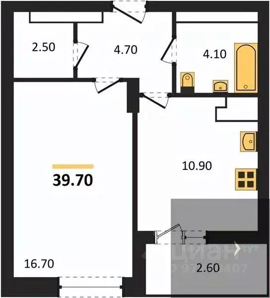 1-к кв. Воронежская область, Воронеж ул. Урицкого, 137 (39.7 м) - Фото 0