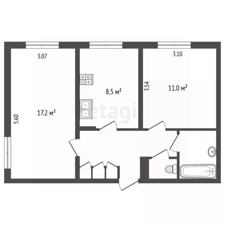 2-к кв. Камчатский край, Петропавловск-Камчатский просп. 50 лет ... - Фото 2