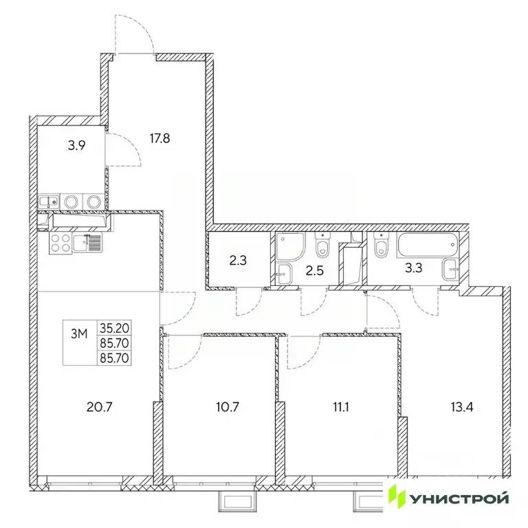 3-к кв. Свердловская область, Екатеринбург Вторчермет жилрайон,  (85.7 ... - Фото 0