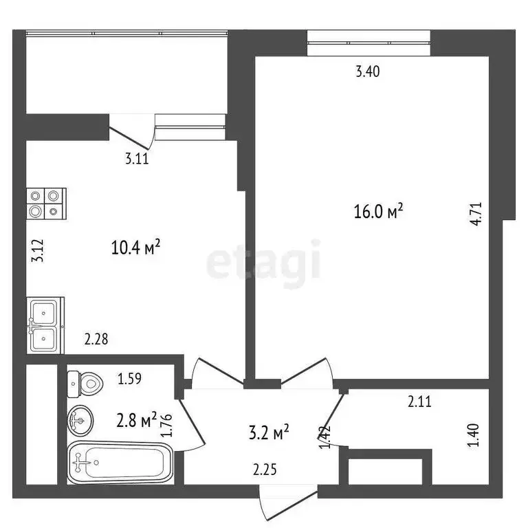 1-комнатная квартира: Москва, улица Липчанского, 10 (34.6 м) - Фото 0