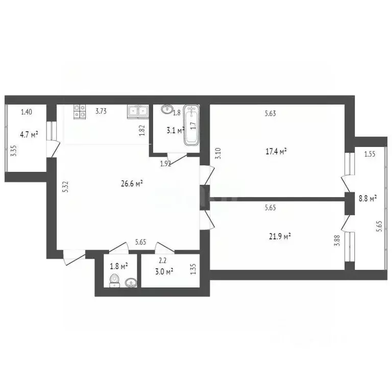 3-к кв. Краснодарский край, Геленджик ул. Вильямса, 15 (87.3 м) - Фото 2