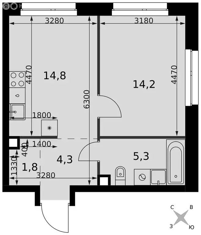 1-комнатная квартира: Москва, ЮВАО, Южнопортовый район (40.4 м) - Фото 1