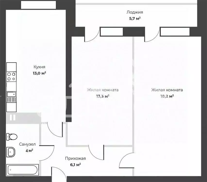 2-к кв. Самарская область, Самара ул. Советской Армии, 91 (55.0 м) - Фото 1