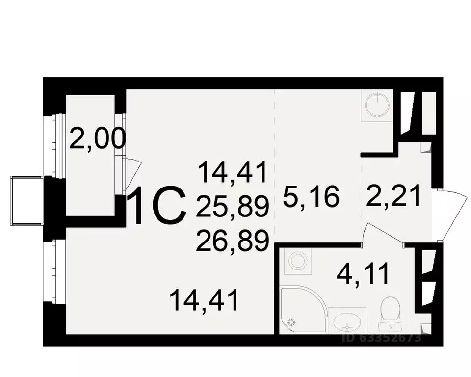 1-к кв. Рязанская область, Рязань Черновицкая ул. (25.89 м) - Фото 0