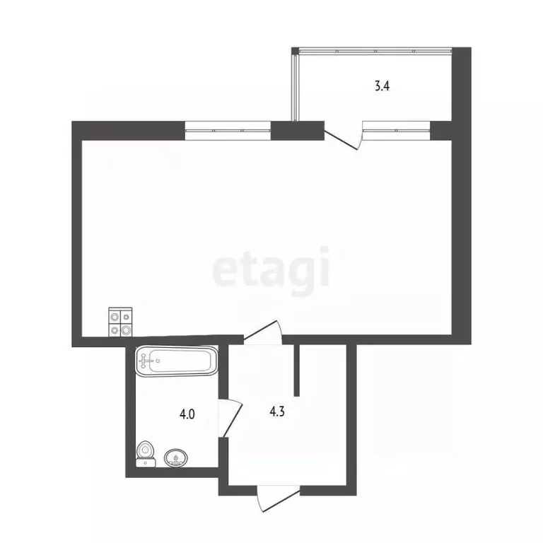 Студия Ханты-Мансийский АО, Сургут ул. Замятинская, 13 (32.5 м) - Фото 2