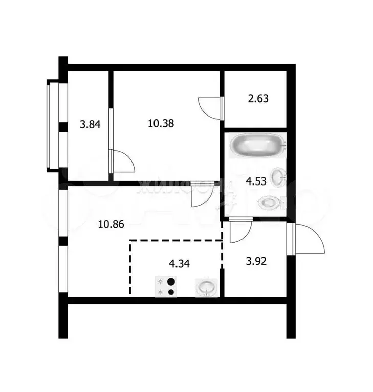 1-к. квартира, 40,5 м, 7/9 эт. - Фото 0