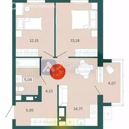 2-комнатная квартира: Тюмень, Одесская улица, 7/1 (59 м) - Фото 1