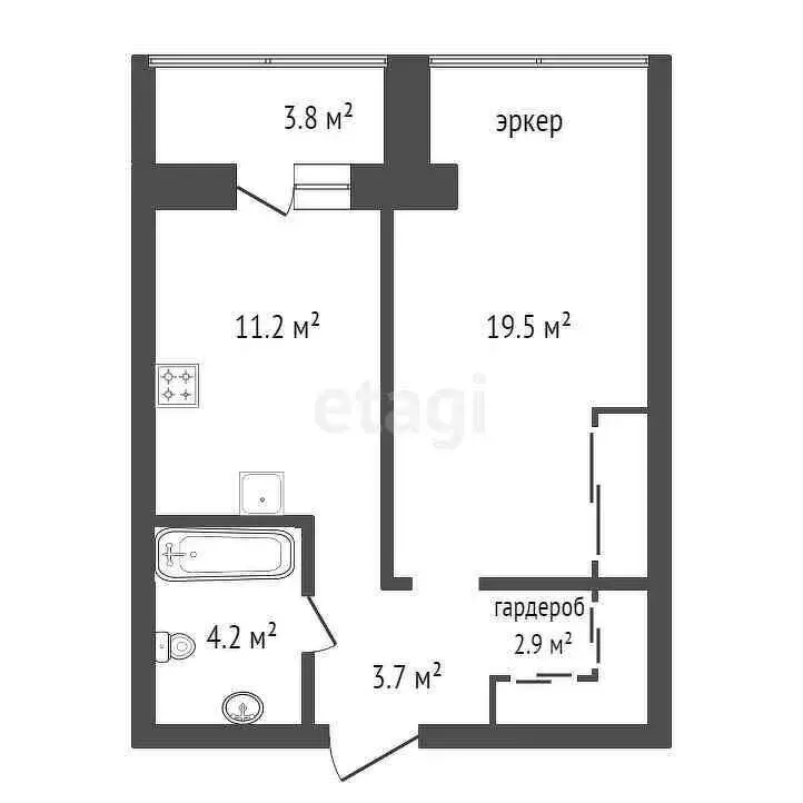 1-комнатная квартира: Красноярск, улица Авиаторов, 24 (41.9 м) - Фото 0