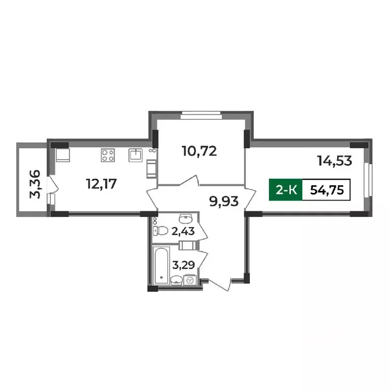 2-к кв. Владимирская область, Ковров Еловая ул., 11 (54.75 м) - Фото 0