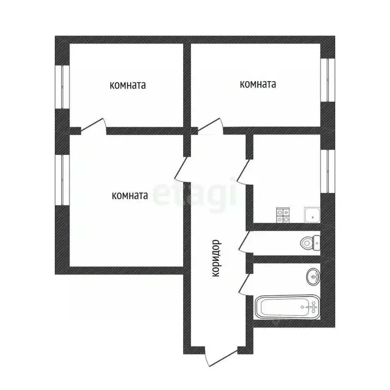 3-к кв. Воронежская область, Воронеж Баррикадная ул., 34 (70.7 м) - Фото 1