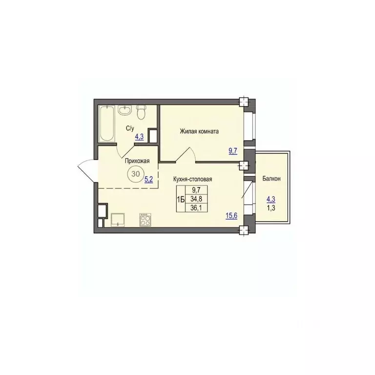 1-к кв. Псковская область, Псковский район, Завеличенская волость, д. ... - Фото 1