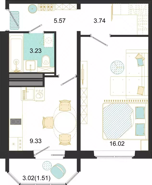 1-к кв. Московская область, Домодедово ул. Текстильщиков, 45 (39.4 м) - Фото 1