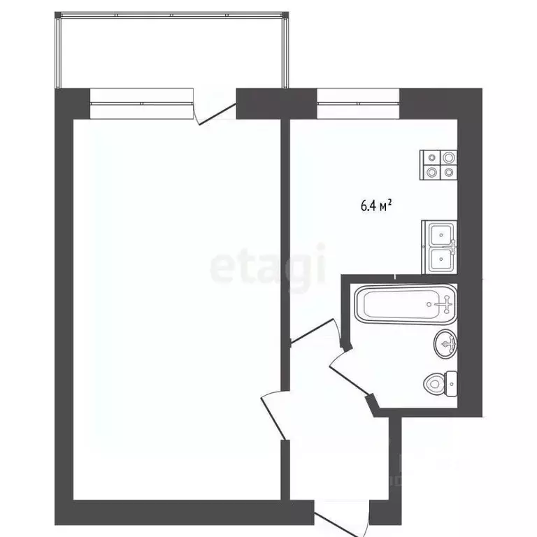 1-к кв. Крым, Евпатория просп. Победы, 18 (29.5 м) - Фото 2