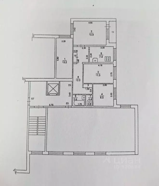 Квартира, 4 комнаты, 73.8 м - Фото 2