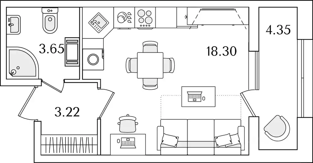 Студия Санкт-Петербург Полюстрово тер.,  (27.35 м) - Фото 0