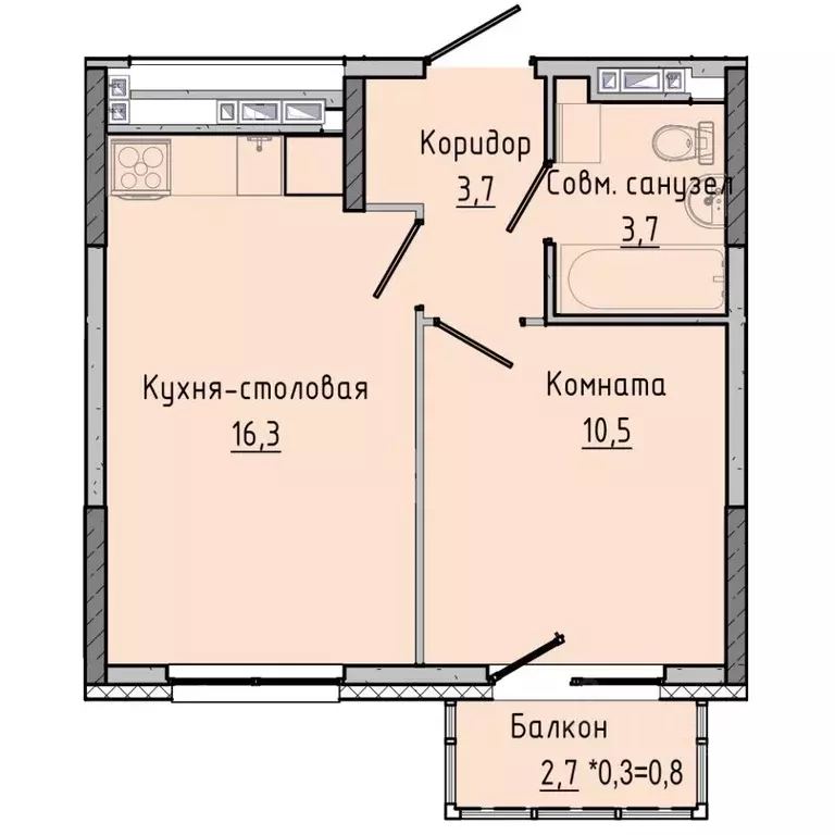 1-к кв. Удмуртия, Ижевск Камбарская ул., 94к2 (35.25 м) - Фото 0