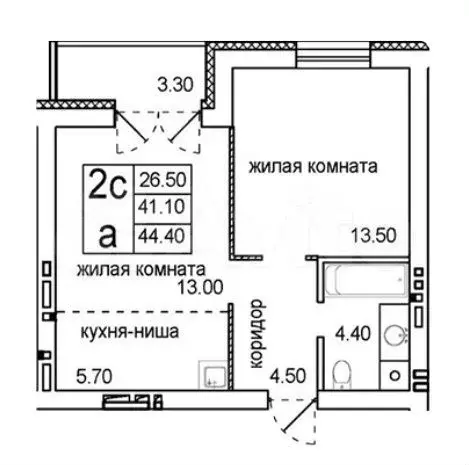 2-к. квартира, 44,4 м, 5/8 эт. - Фото 0