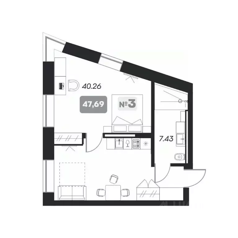 2-к кв. Новосибирская область, Новосибирск пл. Карла Маркса (47.69 м) - Фото 0