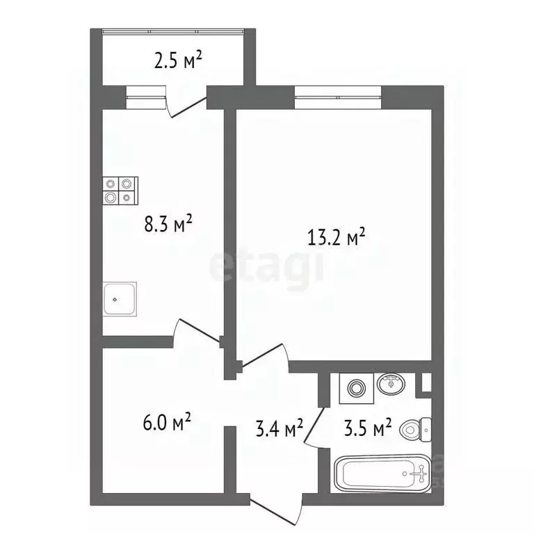 1-к кв. Костромская область, Кострома пос. Васильевское, 8А (34.0 м) - Фото 2