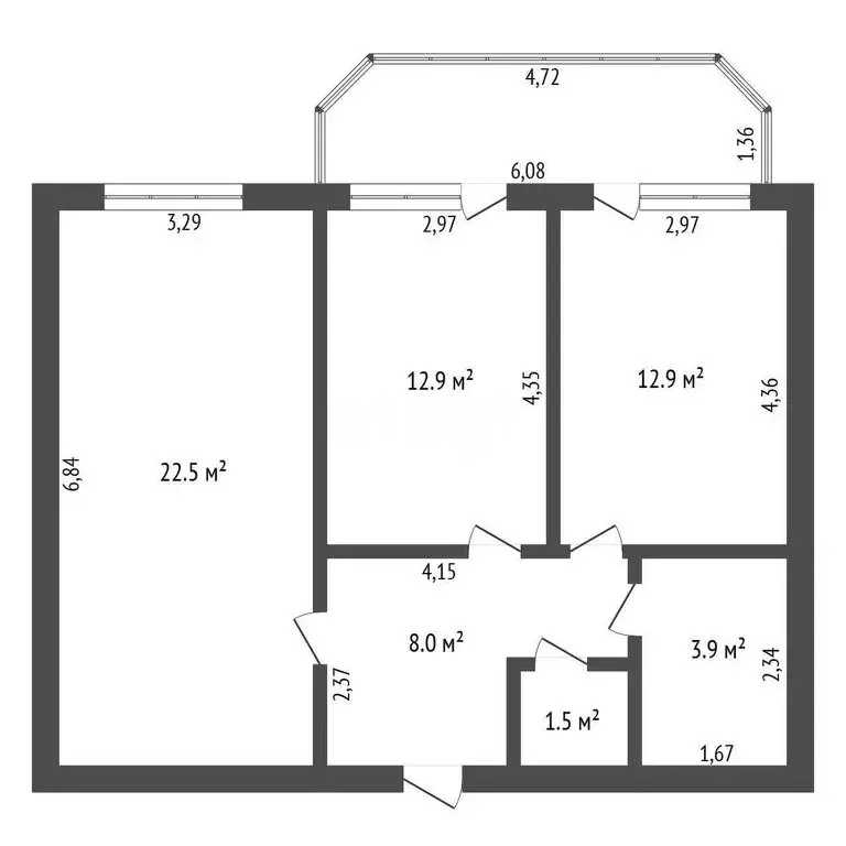 2-комнатная квартира: Благовещенск, Пионерская улица, 2 (64.1 м) - Фото 1
