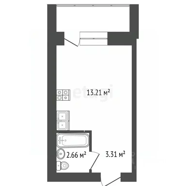 Студия Калужская область, Калуга ул. Минская, 39 (65.0 м) - Фото 1
