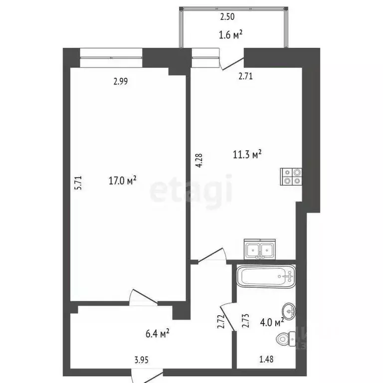 1-к кв. Тюменская область, Тюмень Заречный проезд, 37к2 (38.7 м) - Фото 1