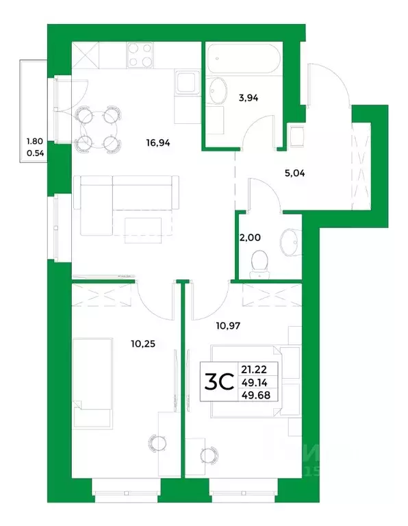 2-к кв. Башкортостан, Уфимский район, Зубовский сельсовет, с. Зубово ... - Фото 1