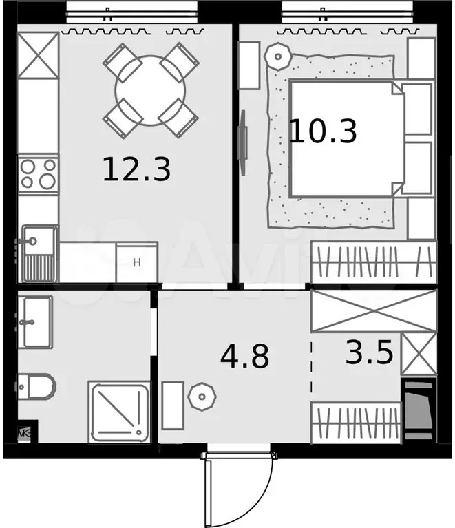 1-к. квартира, 34,4 м, 24/28 эт. - Фото 0