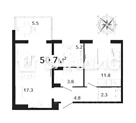 2-к кв. Пензенская область, Пензенский район, Засечный сельсовет, с. ... - Фото 2
