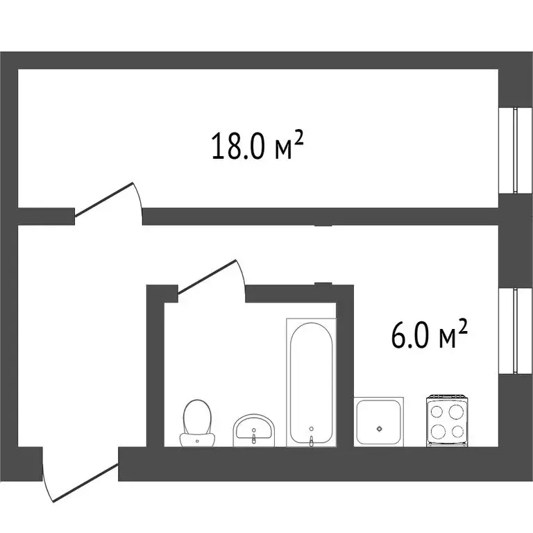 1-комнатная квартира: Вологда, Инженерная улица, 22А (30 м) - Фото 1