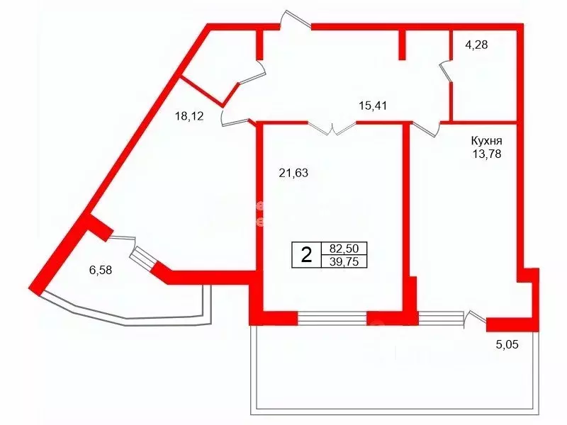 2-к кв. Санкт-Петербург Ленинский просп., 114 (82.5 м) - Фото 2