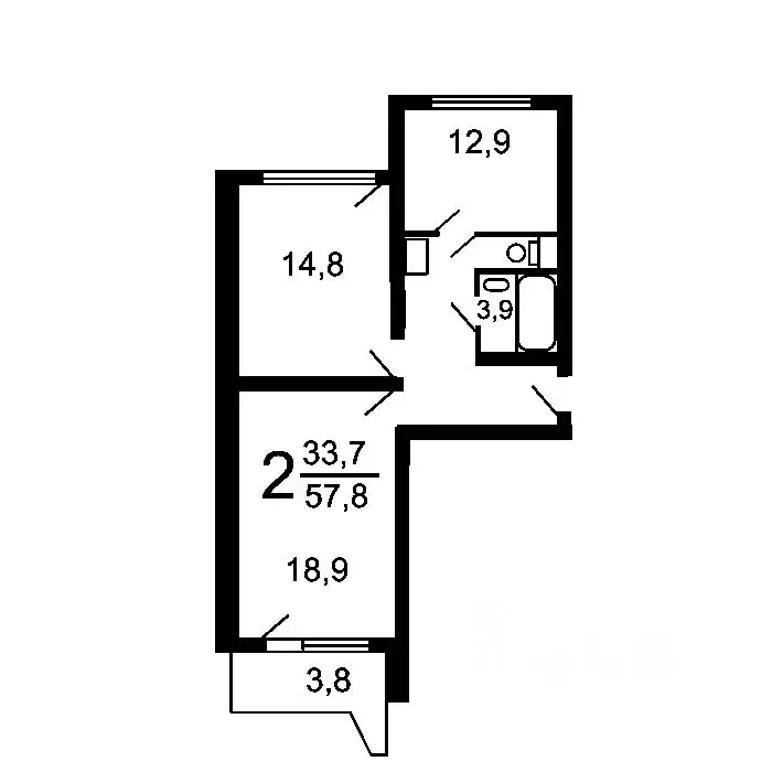 2-к кв. Москва Кировоградская ул., 17К2 (58.2 м) - Фото 1