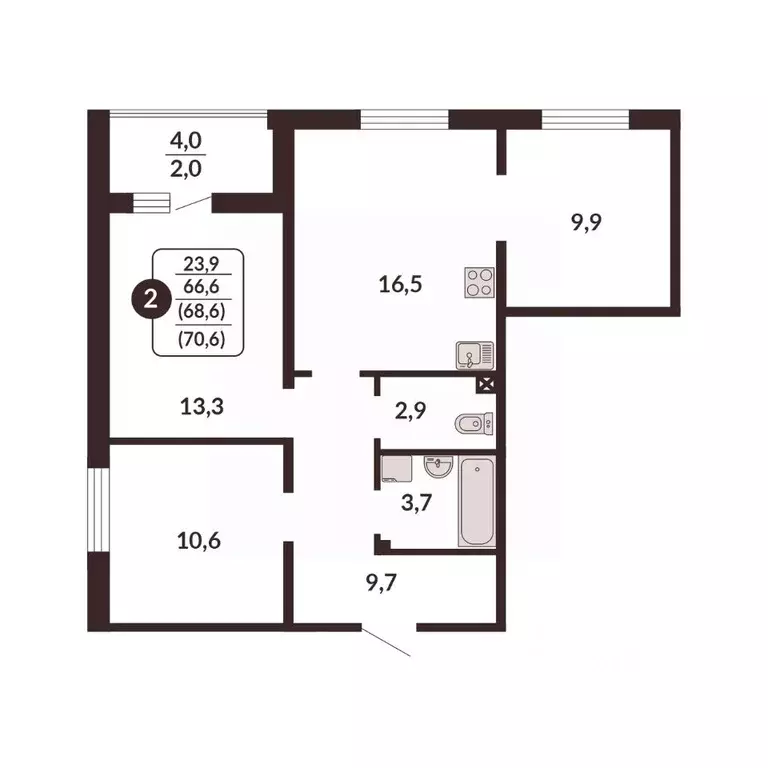 2-к кв. Кировская область, Киров ул. Блюхера, 51 (68.6 м) - Фото 0