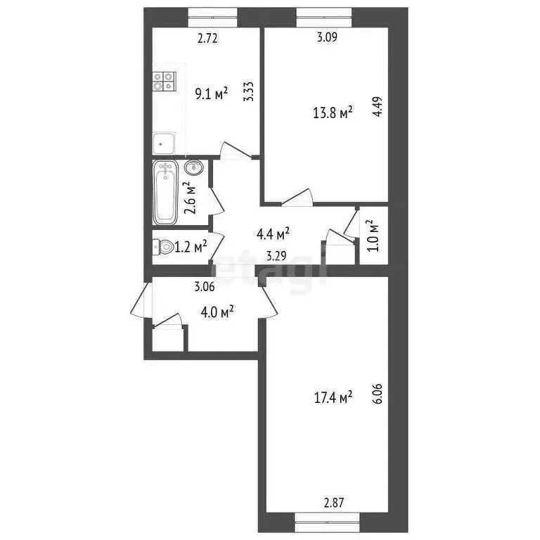 2-комнатная квартира: Новый Уренгой, Сибирская улица, 21А (53.3 м) - Фото 1