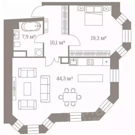 2-к кв. Москва ул. Большая Полянка, 44 (81.6 м) - Фото 2