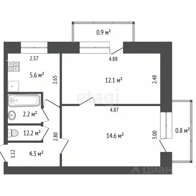 2-к кв. Крым, Феодосия ул. Первушина, 36А (40.0 м) - Фото 1
