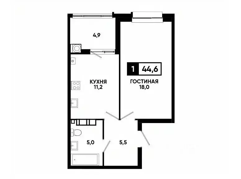 1-к кв. Ставропольский край, Ставрополь ул. Андрея Голуба, 14к3 (44.6 ... - Фото 0