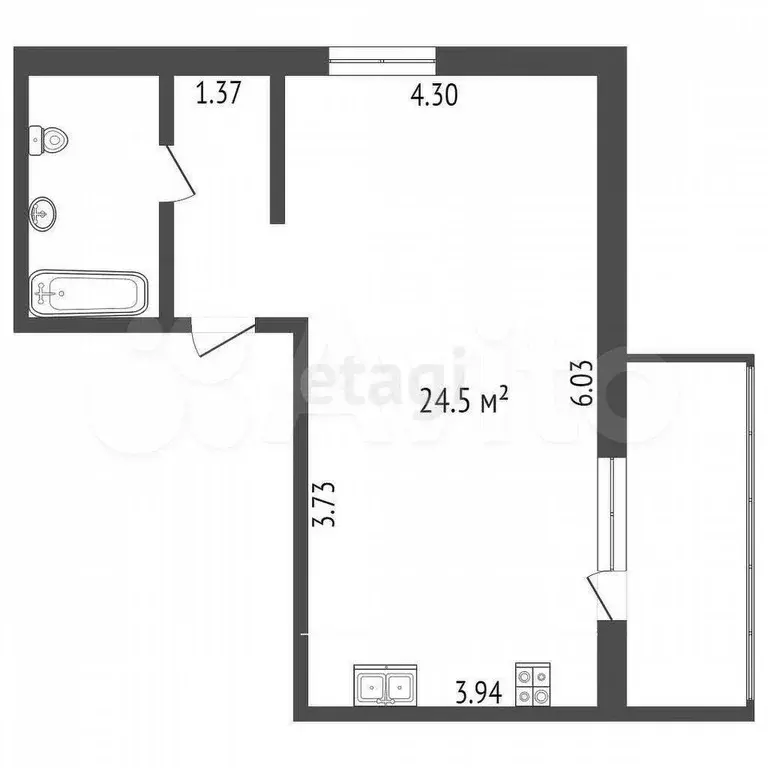 Квартира-студия, 31,4 м, 5/10 эт. - Фото 0