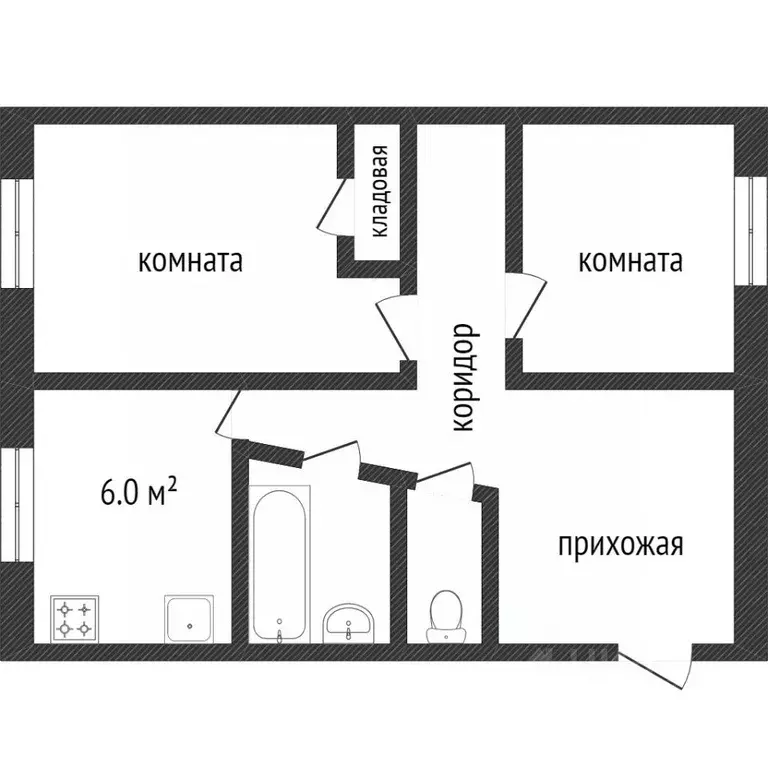 2-к кв. Белгородская область, Шебекино ул. Свободы, 2 (41.8 м) - Фото 2