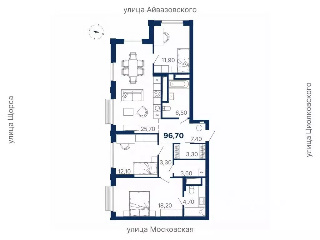 3-к кв. Свердловская область, Екатеринбург ул. Московская, 247А (96.7 ... - Фото 0