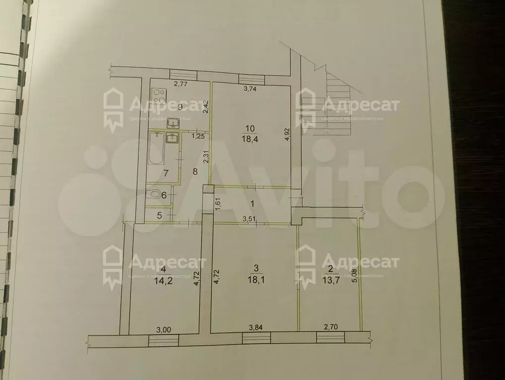 4-к. квартира, 87,1 м, 1/2 эт. - Фото 0