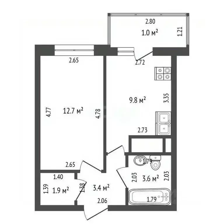 1-к кв. Марий Эл, Йошкар-Ола проезд Прибрежный, 10 (34.7 м) - Фото 2