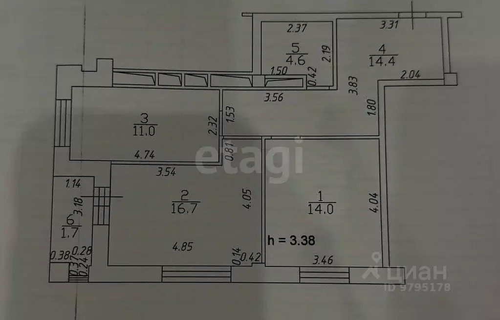 2-к кв. Татарстан, Казань Краснококшайская ул., 119 (60.7 м) - Фото 1