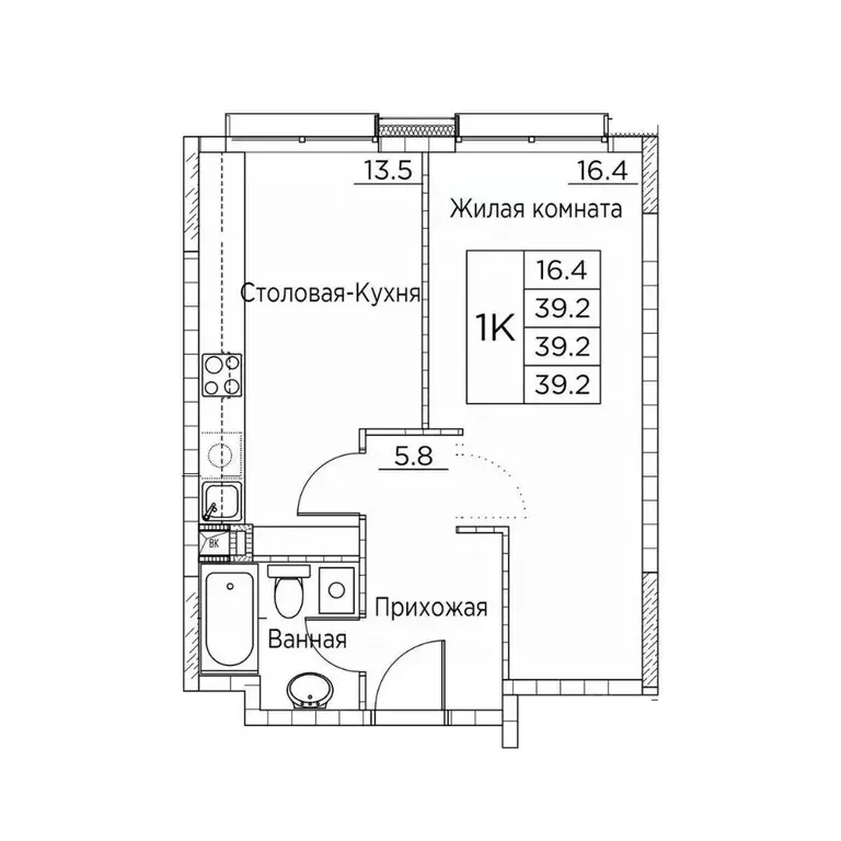 1-к кв. Приморский край, Владивосток ул. Расула Гамзатова, 7к2 (39.2 ... - Фото 2