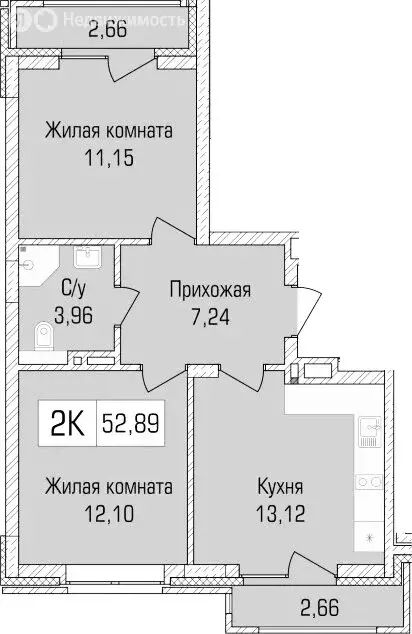 2-комнатная квартира: Новосибирск, улица Василия Клевцова, 3 (47.57 м) - Фото 0