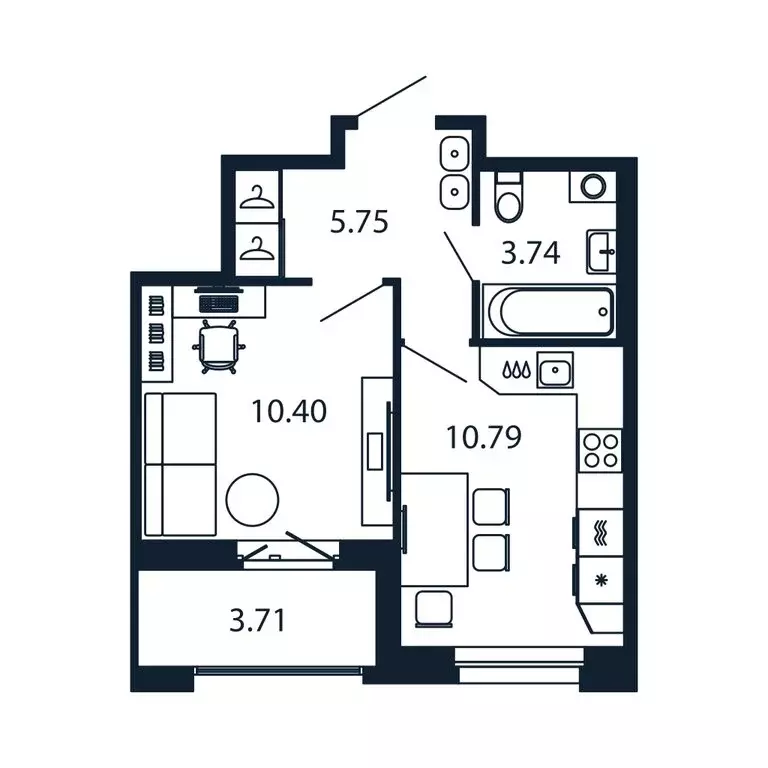1-комнатная квартира: Новоселье, Центральная улица, 30к2 (30.1 м) - Фото 1