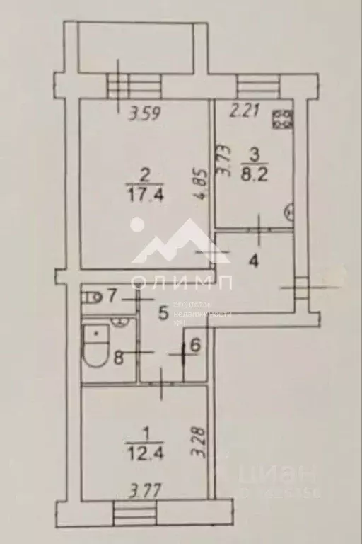 2-к кв. Вологодская область, Вологда ул. Маршала Конева, 4 (52.6 м) - Фото 2