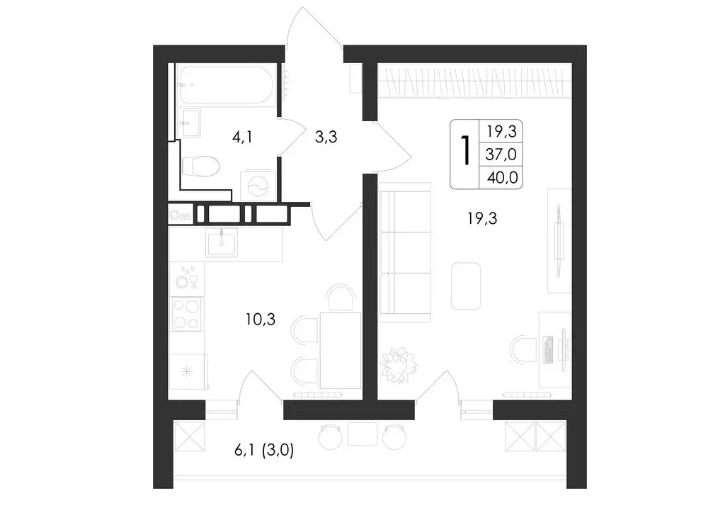 1-комнатная квартира: Воронеж, улица Шишкова, 140Б/23 (40 м) - Фото 0